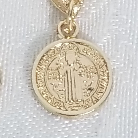 Saint Benedict Women's Earrings. 14K Gold Plated. New - Picture 6 of 6